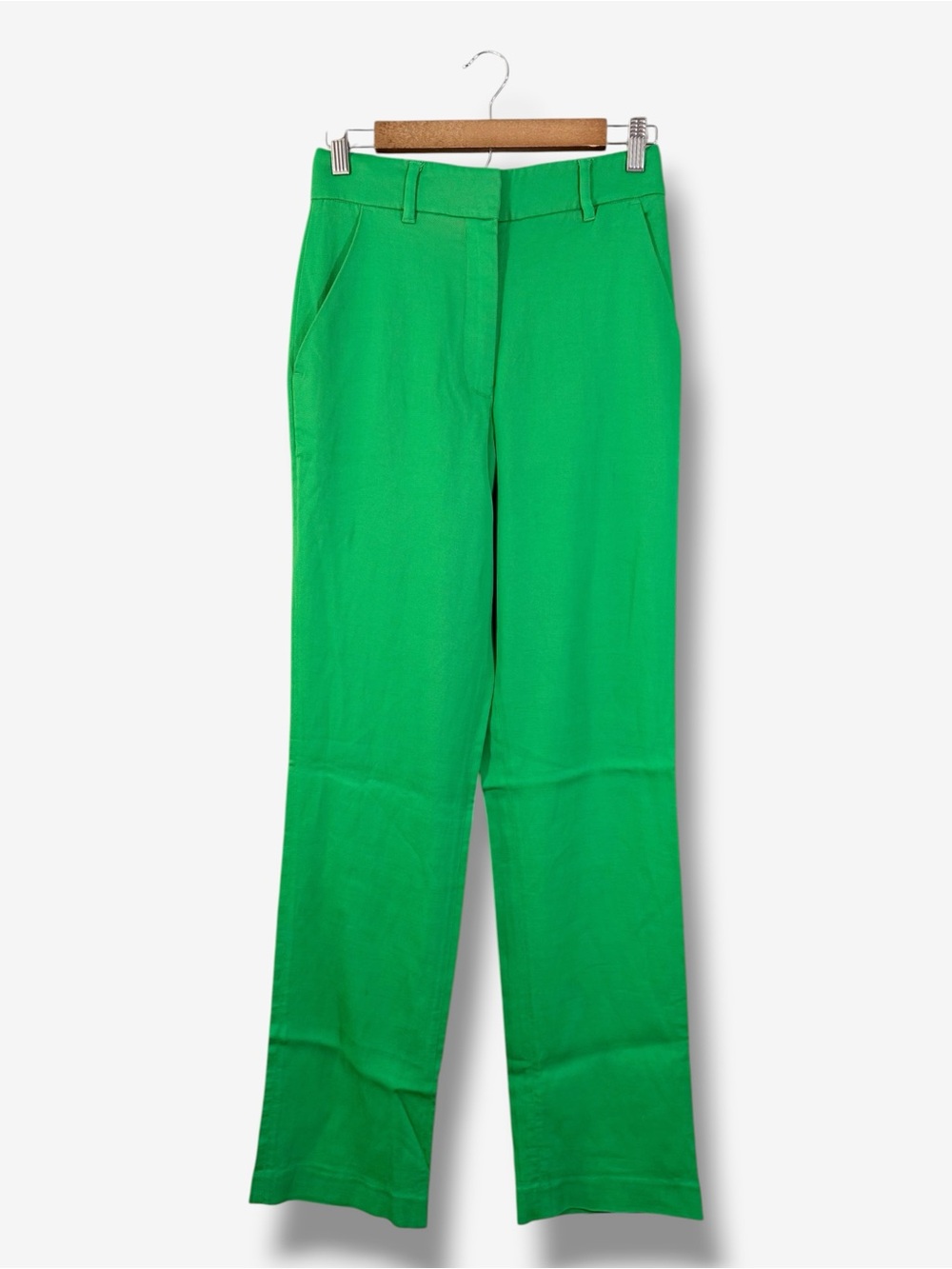 A.L.C. Green High Rise Linen Blend Straight Leg Pants Size 2